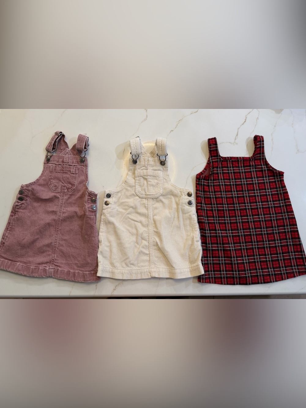Cat & Jack Cream Corduroy Overall Dress - Neutral Cream